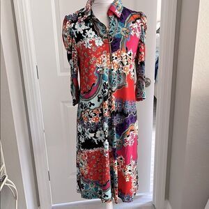 Mackenzie & James Floral Paisley 1/4 Zip w Circle Pull Stretch Fabric